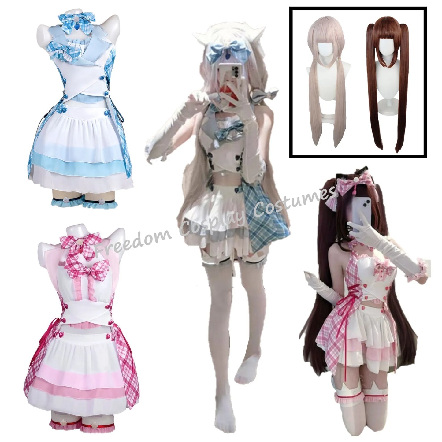 Chocola Catgirl Maid Cosplay Costume – Idol Halloween Dress (Anime Theatrical Outfit)