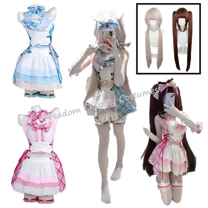 Chocola Catgirl Maid Cosplay Costume – Idol Halloween Dress (Anime Theatrical Outfit)
