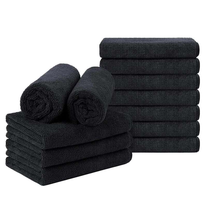 Toallas de Salón de Microfibra, 5/2 uds. – Toallas Negras para Peluquero, Toallas a Prueba de Lejía para el Hogar, Hotel, Salón de Belleza y Uso Profesional del Cabello