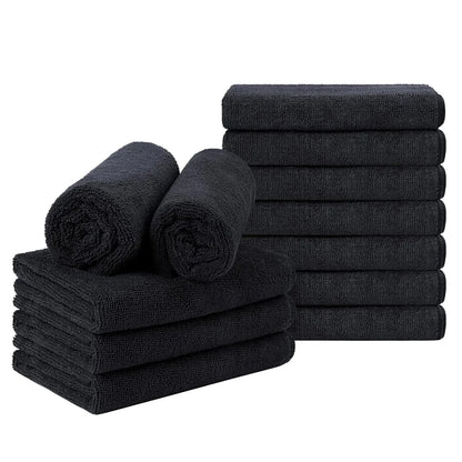 Toallas de Salón de Microfibra, 5/2 uds. – Toallas Negras para Peluquero, Toallas a Prueba de Lejía para el Hogar, Hotel, Salón de Belleza y Uso Profesional del Cabello