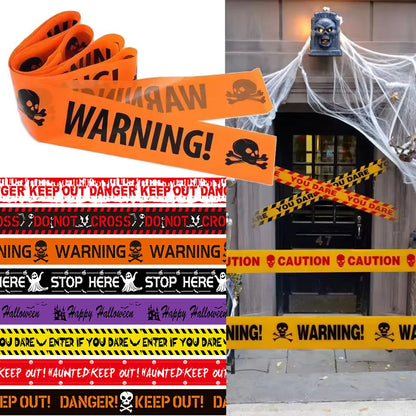 Halloween Warning Tape – Scary Caution & Hazard Tape Roll for Indoor & Outdoor Party Decorations, Spooky DIY Props & Haunted House Decor