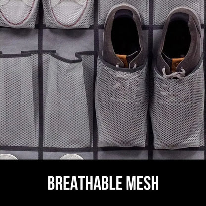 Over-the-Door Shoe Organizer - 12, 14 or 24 Pocket Hanging Shoe Storage with Large Mesh Pockets & 4 Hooks