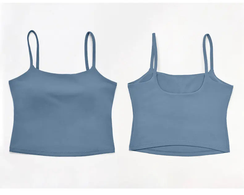 NCLAGEN Top Deportivo de Tirantes para Mujer con Sujetador Incorporado – Chaleco de Yoga con Cuello Cuadrado para Gimnasio, Correr, Fitness y Ropa Deportiva