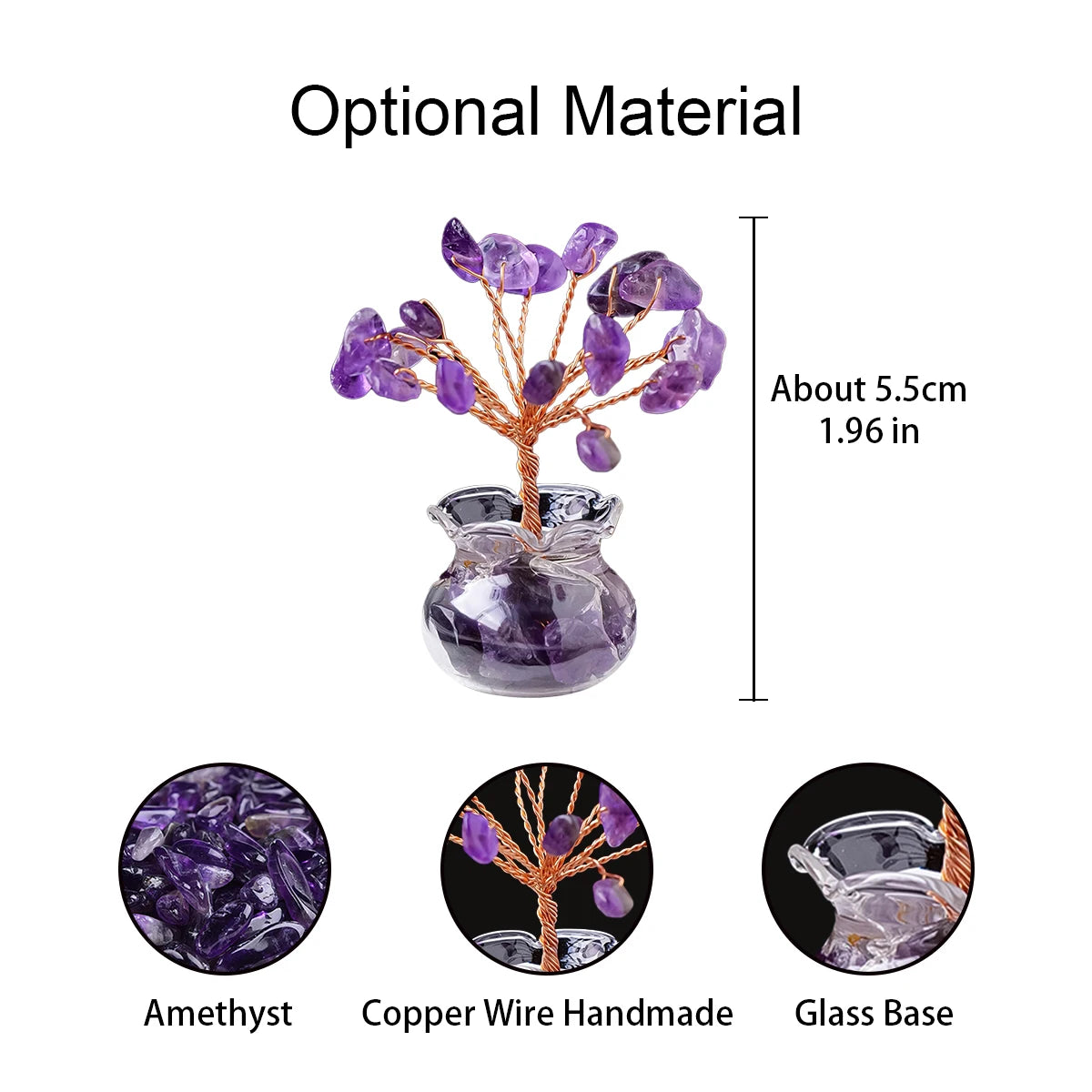 Arbre à vœux en cristal naturel – Arbre à vœux bonsaï en cristal Feng Shui de guérison Reiki pour la décoration de la maison, du bureau et de la table