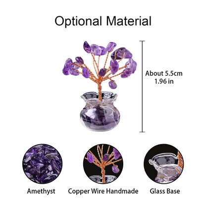 Arbre à vœux en cristal naturel – Arbre à vœux bonsaï en cristal Feng Shui de guérison Reiki pour la décoration de la maison, du bureau et de la table