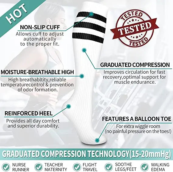 30mmHg Compression Socks for Men & Women – Knee High Support Stockings for Sports, Edema, Varicose Veins & Daily Wear