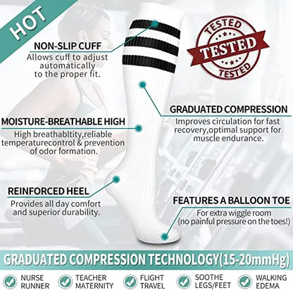 30mmHg Compression Socks for Men & Women – Knee High Support Stockings for Sports, Edema, Varicose Veins & Daily Wear