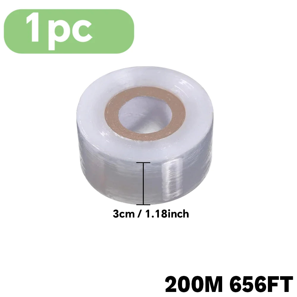 Película de cinta de injerto de PE de 200M – Cinta de injerto autoadhesiva para árboles frutales, plántulas de vivero, vides, tomates, floristería y suministros de jardinería