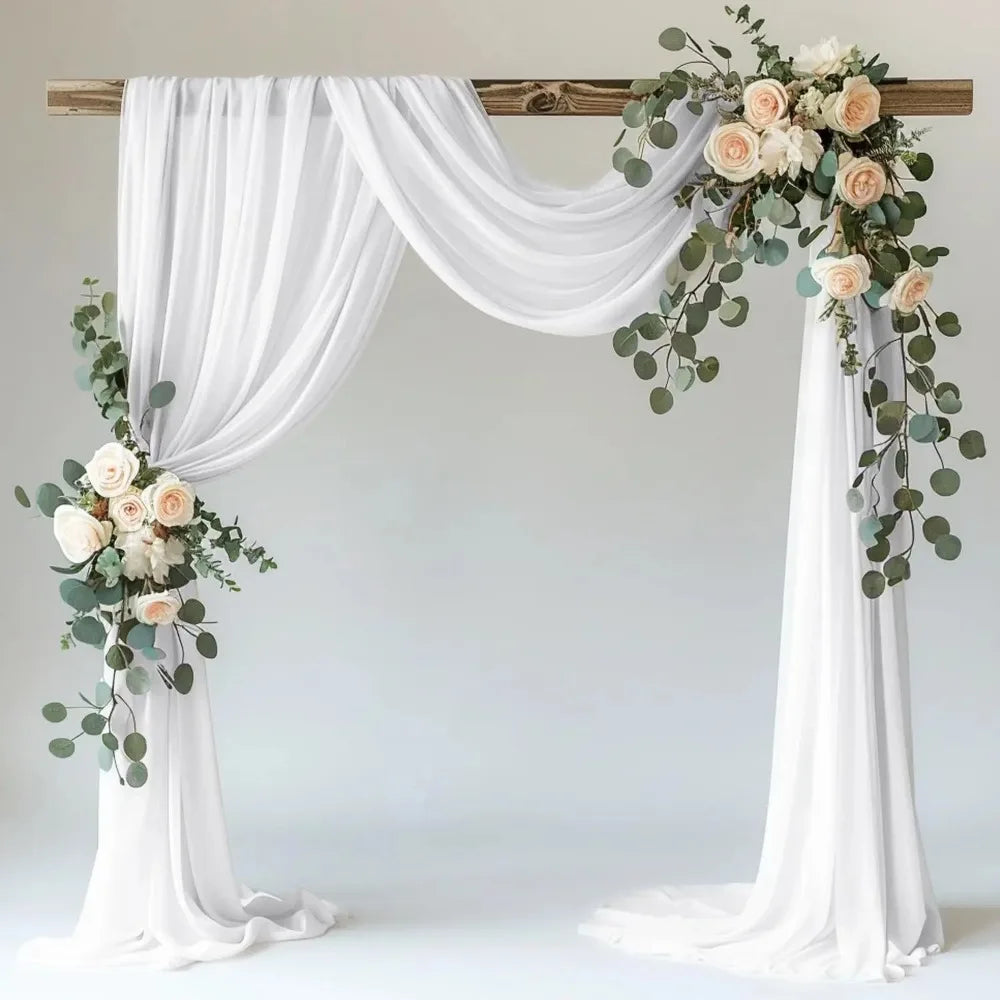 White Sheer Wedding Arch Drapes – 75cm x 6M Tulle Backdrop Fabric for Ceremonies & Parties