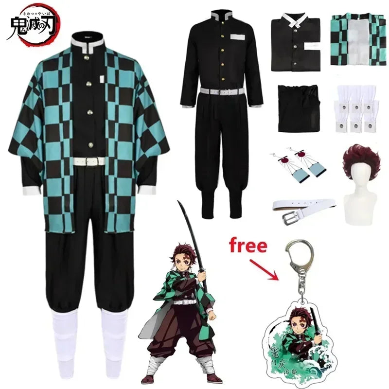 Tanjiro Kamado Inspired Cosplay Costume – Demon Slayer Anime Outfit for Kids & Adults Halloween Roleplay Gift Suit