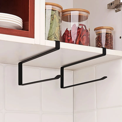 Soporte de papel de cocina - Soporte de papel de cocina sin perforaciones, soporte de papel higiénico colgante, organizador de gancho para puerta de armario para cocina, baño y almacenamiento en el hogar