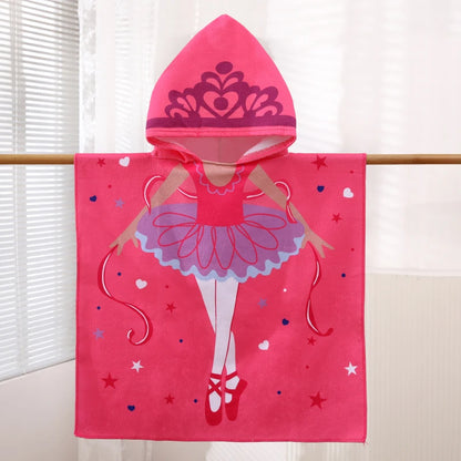 Kids Cartoon Hooded Bathrobe Towel – Quick Dry Absorbent Wearable Blanket Cape for Boys & Girls