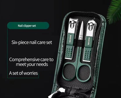 6-Piece Stainless Steel Manicure & Pedicure Set – Portable Nail Clipper & Grooming Kit for Men & Women