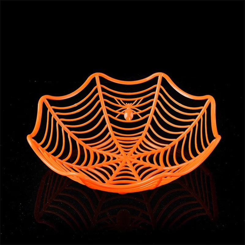 1/3/9PCS Halloween Spider Web Fruit Basket, Halloween Snack and Candy Serving Tray, Decorative Fruit Storage Plate, Spooky Party Tableware and Holiday Home Decoration