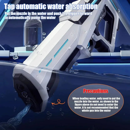 Pistola de Agua Eléctrica para Niños y Adultos – Lanza de Agua Automática de Alta Presión para la Playa, Piscina y Diversión de Verano