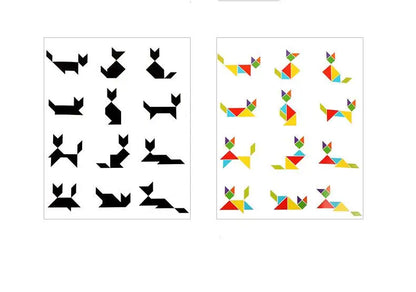 Libro magnético de tangram de madera – Juguete educativo Montessori, rompecabezas portátil para niños, infantes y desarrollo de inteligencia temprana