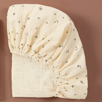 Sábana de cuna de algodón muselina suave y transpirable para bebé – Sábana ajustable universal para cunas de recién nacidos, moisés y camas infantiles