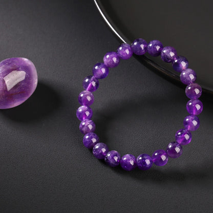 Bracelet en perles d'améthyste naturelle – Bracelet extensible en cristal véritable pour hommes et femmes, bijou de méditation yoga et accessoire de mode