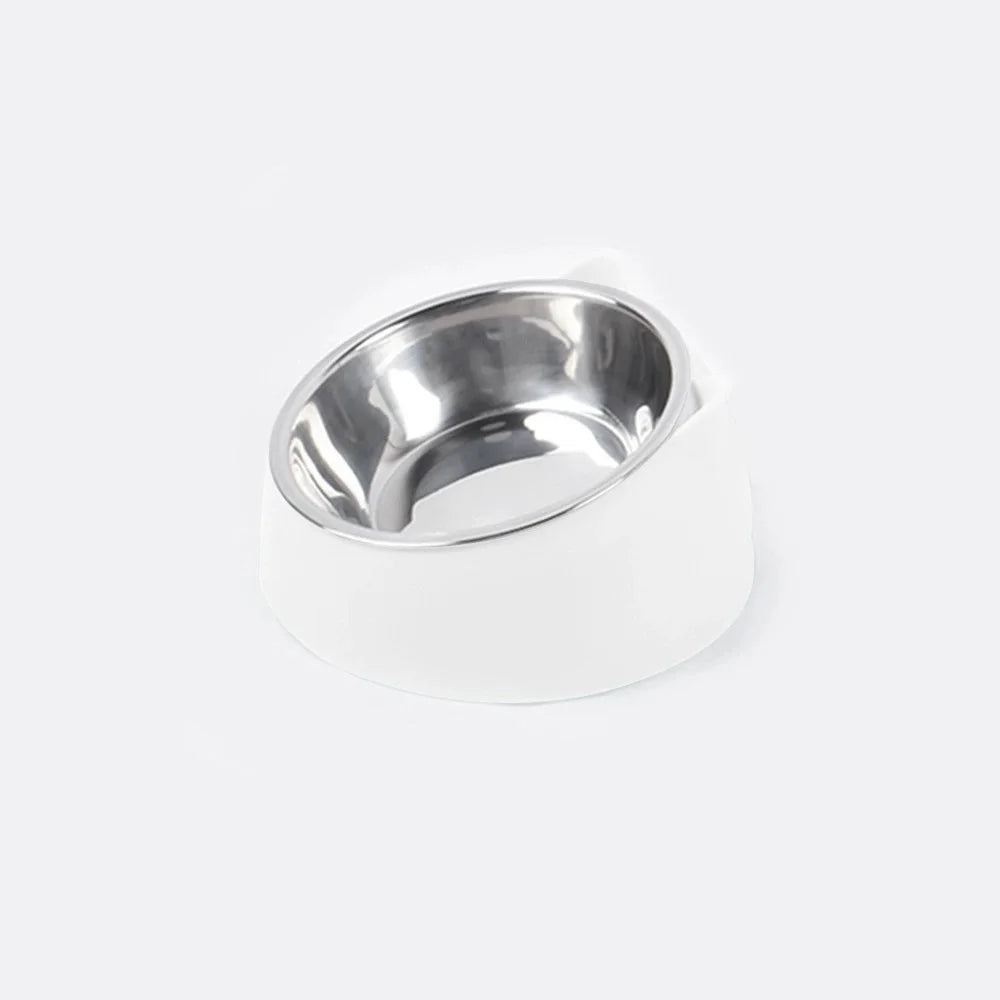 15° Raised Stainless Steel Pet Bowl – Non-Slip Tilted Food & Water Feeder for Cats, Dogs & Puppies, Neck-Friendly Elevated Bowl