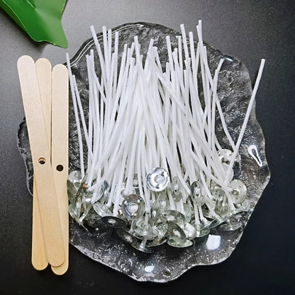 Kit para hacer mechas de vela de 53 piezas – Mechas de algodón encerado con soportes, juego de mechas de cera de soja sin humo para hacer velas, suministros de manualidades y decoración del hogar hecha a mano