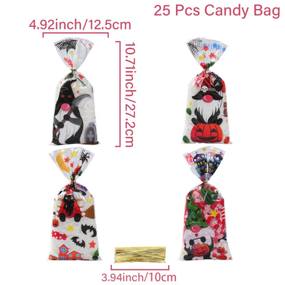 25/50/100PCS Halloween Ghost & Cat Gift Bags – Candy & Cookie Treat Packaging Bags for Trick-or-Treat, Halloween Parties & Decorations 2025