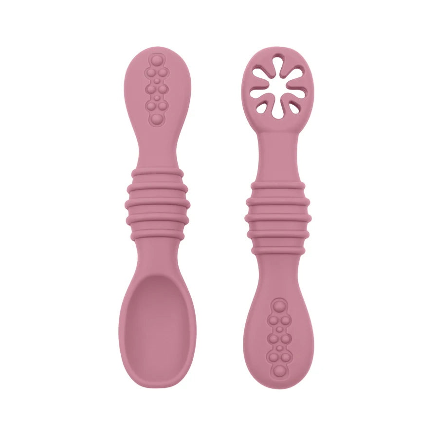 Lot de cuillères d'alimentation en silicone pour bébé – Cuillère douce à double embout pour purées, céréales de riz et sevrage autonome