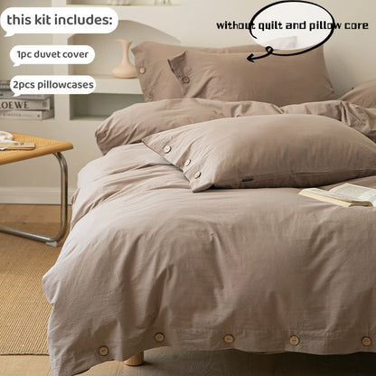 3-Piece 100% Cotton Bedding Set – Duvet Cover & Pillowcase Set for Queen & King Beds