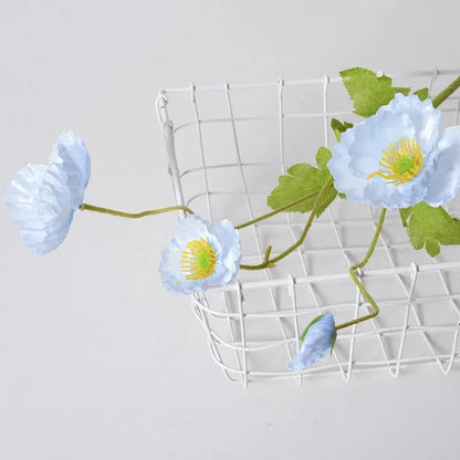 4 cabezas de amapolas artificiales – Ramo floral sintético de seda para arreglos de boda nupciales, decoración de fiestas, decoración de jardines y exhibiciones al aire libre