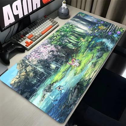 Grand tapis de souris de jeu XXL inspiré de Nymphali | Tapis de bureau mignon rose Kawaii pour clavier et souris