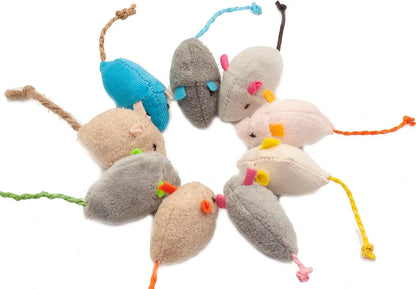 3/200PCS Rattle Cat Mouse Toys – Faux Fur Catnip Mice with Sound, Interactive Chew & Play Toys for Indoor Cats