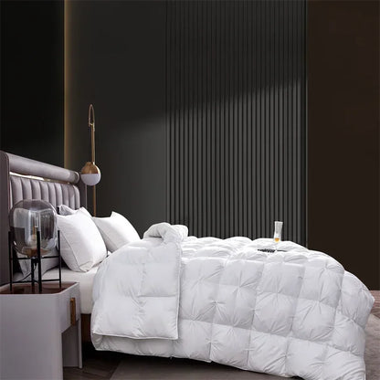 Edredón de lujo 100% plumón de ganso blanco – Duvet ligero y cálido de invierno con diseño plisado