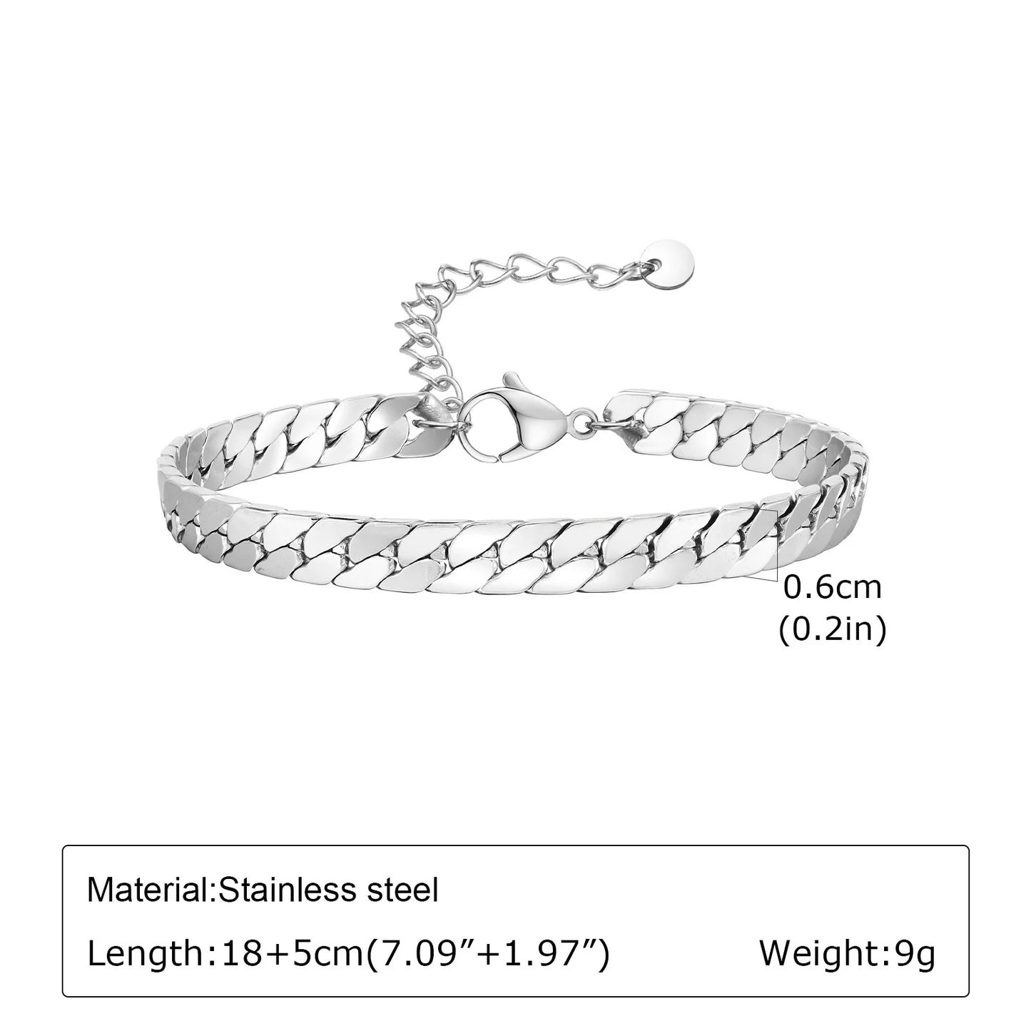 Punk Silver Chain Bracelet – Stainless Steel Braided Link Wristband for Men | Hip Hop Fashion Jewelry Gift for Him & Dad