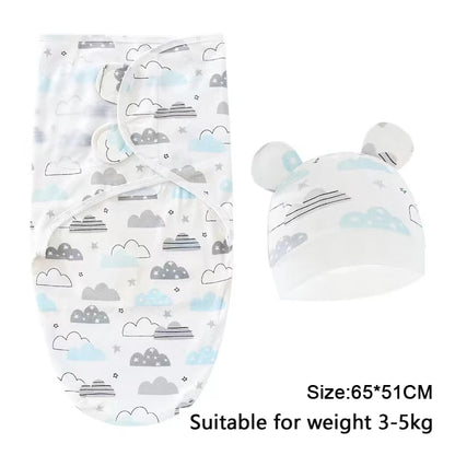 Manta Envolvente y Gorro para Recién Nacido – Envoltorio Suave de Algodón para Bebés de 0 a 6 Meses