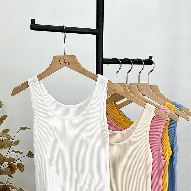 Haut court décontracté basique en tricot à col en U sans manches et de couleur unie pour femme, idéal pour l'automne