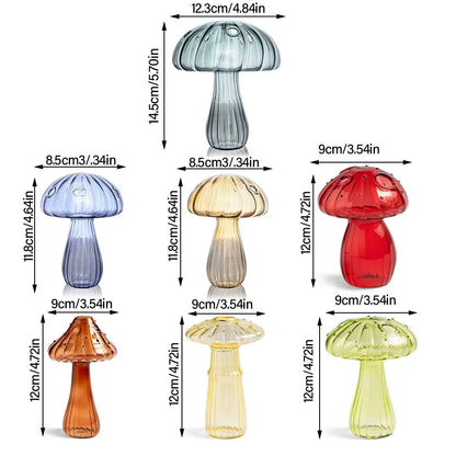 Florero de vidrio con forma de hongo – Maceta hidropónica transparente y jarrón decorativo de escritorio