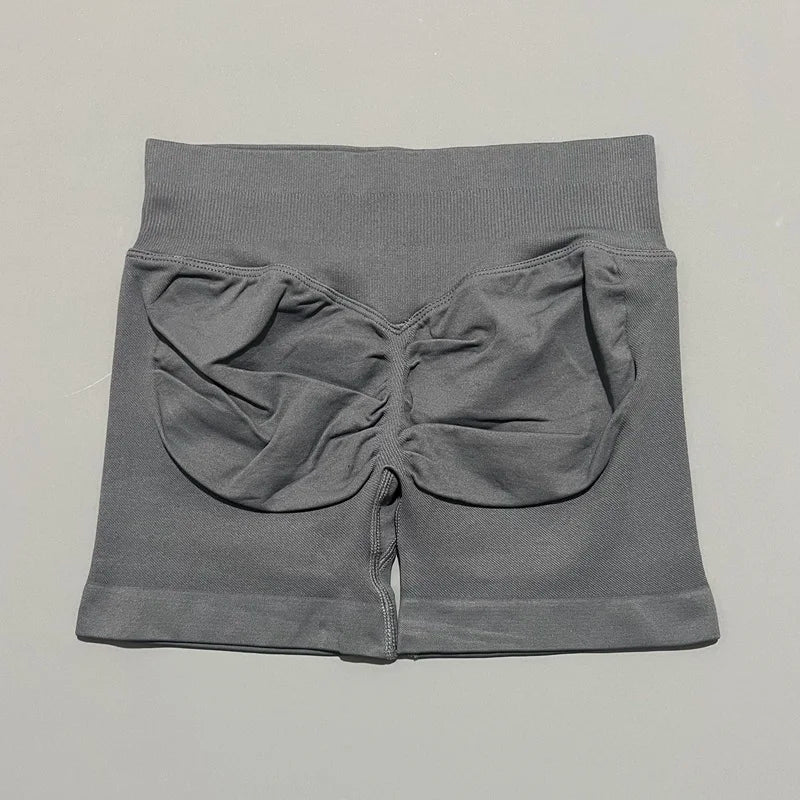 Pantalones cortos de gimnasio sin costuras con efecto Scrunch Butt para mujer – Pantalones cortos de yoga de cintura alta para correr, entrenar, fitness y ropa deportiva
