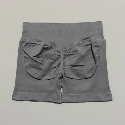 Pantalones cortos de gimnasio sin costuras con efecto Scrunch Butt para mujer – Pantalones cortos de yoga de cintura alta para correr, entrenar, fitness y ropa deportiva