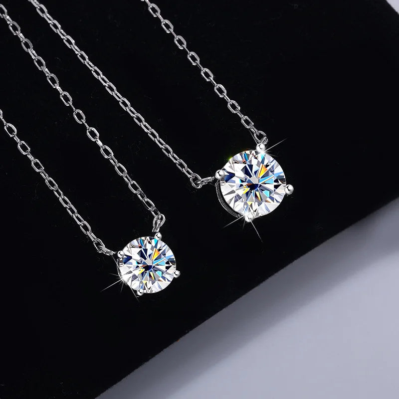 Collar con colgante de moissanita de plata de ley 925 – Joyería fina nupcial y para mujer de 0,5 a 5 quilates
