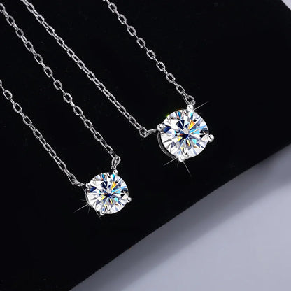Collar con colgante de moissanita de plata de ley 925 – Joyería fina nupcial y para mujer de 0,5 a 5 quilates