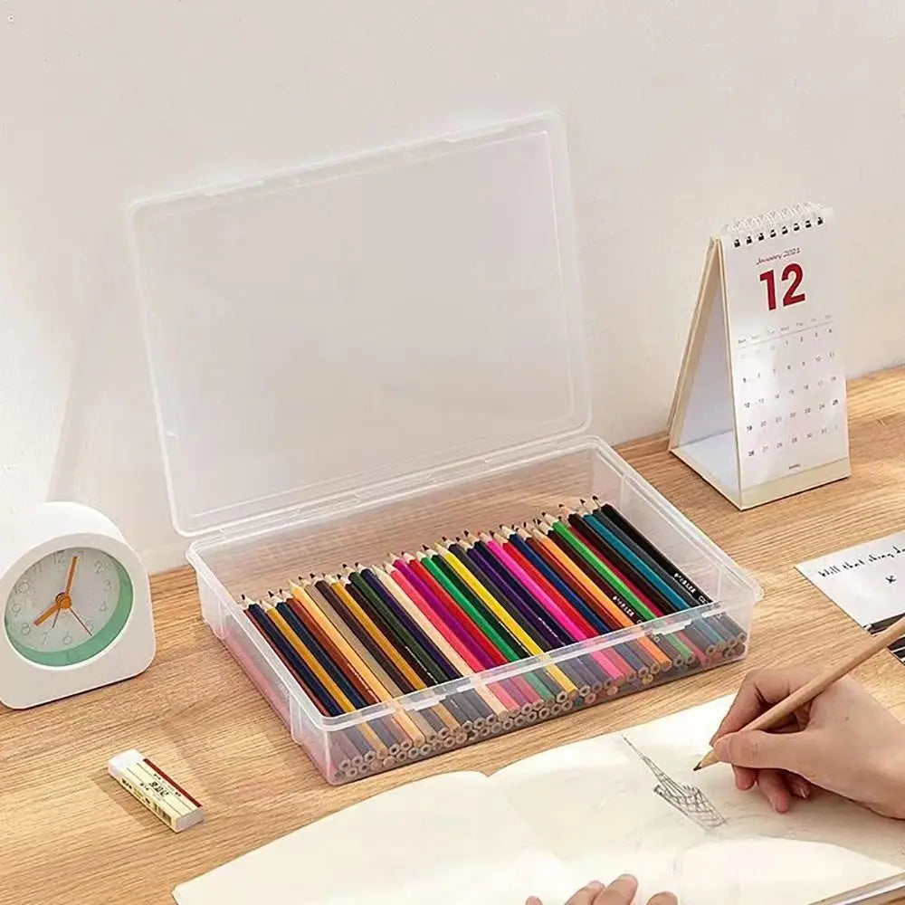 Caja organizadora de plástico transparente – Contenedor portátil a prueba de polvo para documentos, papelería y accesorios
