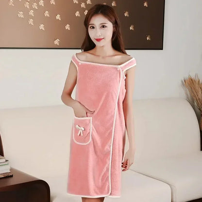 Women’s Wearable Bath Towel 85×140cm – Fast Drying Shower, Beach, Spa & Gym Bathrobe Wrap