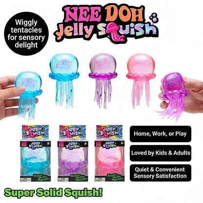 Trending Nee Doh Jellyfish & Cube Squish Toy – Soft Jelly Squeeze Stress Relief Fidget Toy, Sensory NeeDoh for Kids & Adults