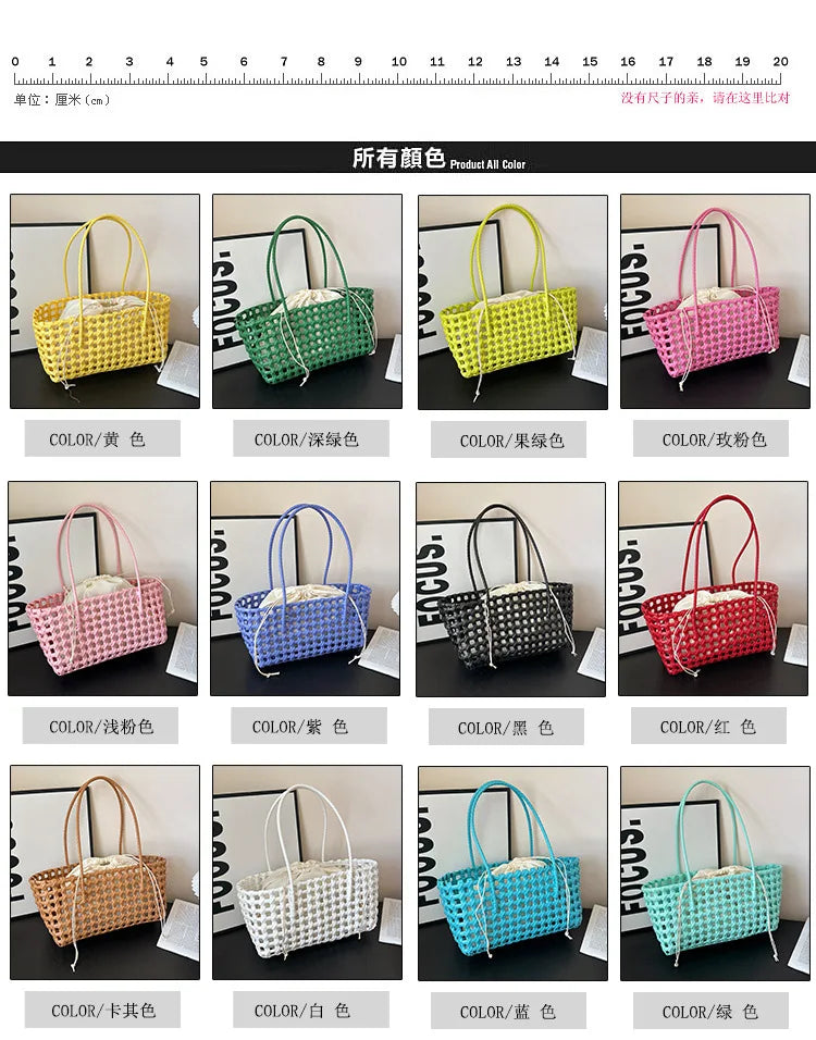 Bolso Cesta de Paja Tejido a Mano para Mujer – Bolso de Hombro de Ratán, Bolso de Playa de Verano para Mujer, Cartera de Viaje de Diseño para Compras, Vacaciones y Salidas Casuales