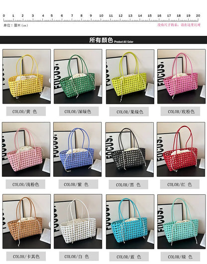 Bolso Cesta de Paja Tejido a Mano para Mujer – Bolso de Hombro de Ratán, Bolso de Playa de Verano para Mujer, Cartera de Viaje de Diseño para Compras, Vacaciones y Salidas Casuales