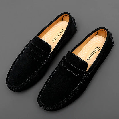 Mocassins en daim pour hommes – Chaussures de conduite décontractées classiques, Chaussures plates confortables à enfiler et Mocassins