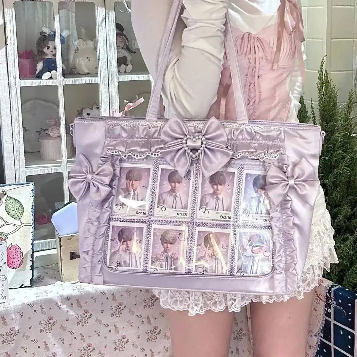 Bolsa Ita Japonesa Y2K para Mujer – Bonito Bolso de Hombro Transparente Lolita, Bolso Cruzado Grande de Exhibición DIY, Cartera de Moda Kawaii para la Escuela, Viajes y Uso Diario