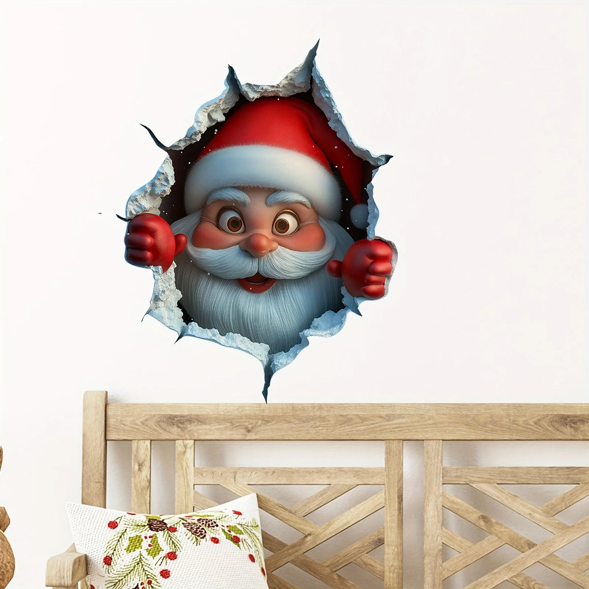 1PC Christmas Santa Wall Sticker – Waterproof PVC Peel-and-Stick Decal for Door, Window, Living Room, Home & Party Decor