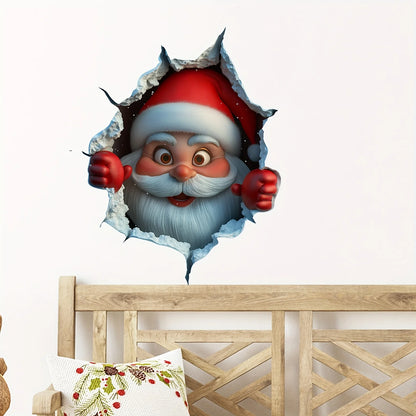 1PC Christmas Santa Wall Sticker – Waterproof PVC Peel-and-Stick Decal for Door, Window, Living Room, Home & Party Decor