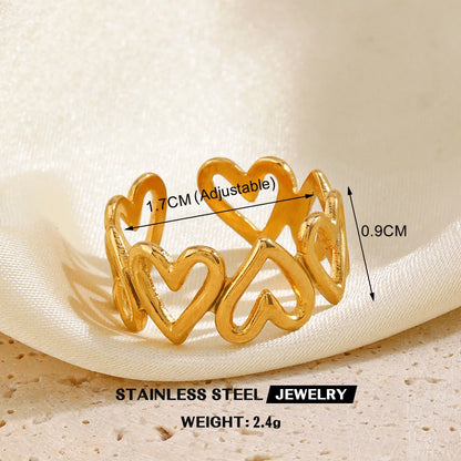 Gold Stainless Steel Heart Ring – Waterproof Hollow Heart Finger Ring for Women | Minimalist Fashion Jewelry Gift