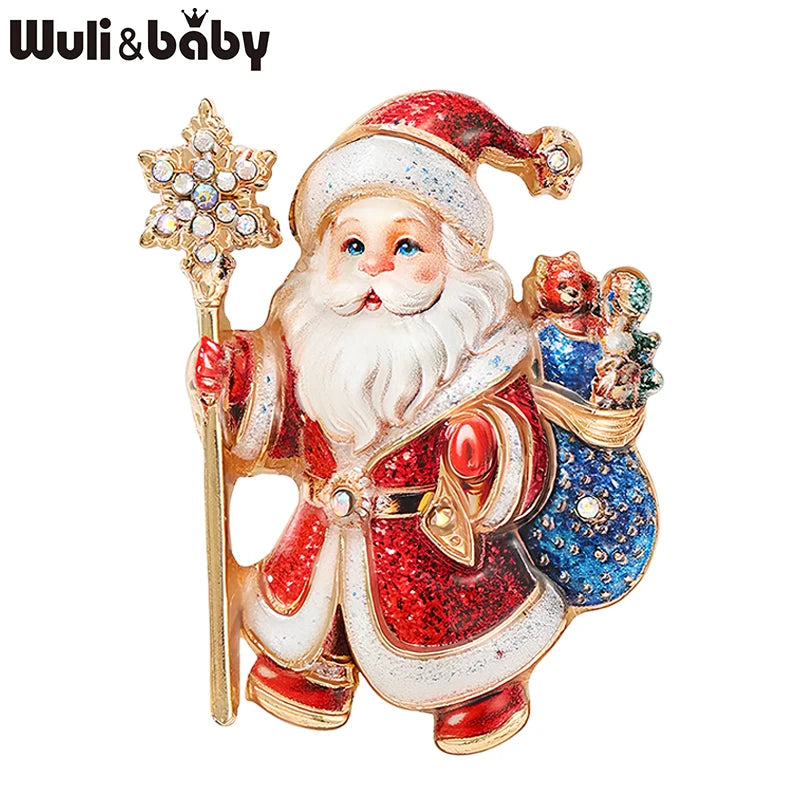 Wuli&baby Blue & White Porcelain Christmas Brooches for Women – Santa Claus, Cat, Christmas Tree & Nutcracker Brooch Pins for New Year